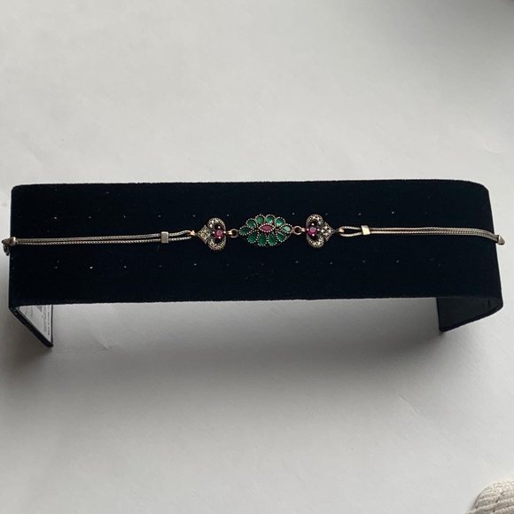 Emerald Ruby 925 Silver Bracelet Ottoman Design - Picture 4 of 7